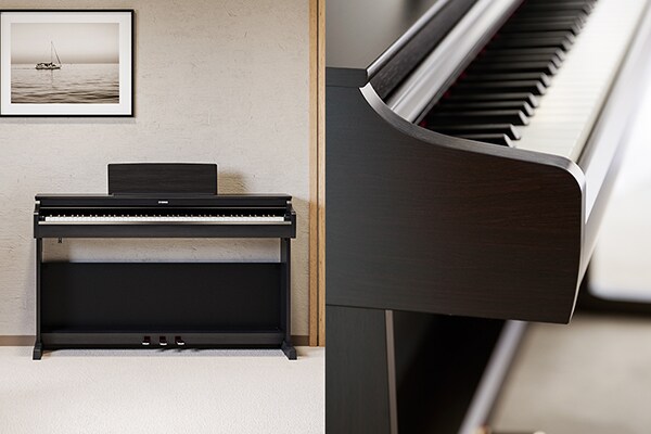 Un piano ARIUS que se integra bien en salones, y las curvas en los detalles del diseño