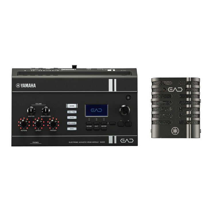 Módulo para batería acústico-electrónica y unidad de sensor Yamaha EAD20 diseñados para capturar y mejorar la interpretación de la batería acústica.