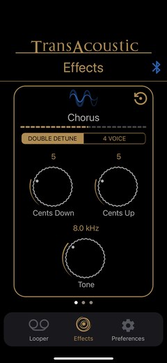 Menú de efectos: parámetros de chorus
