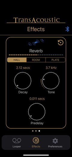 Menú de efectos: parámetros de reverb