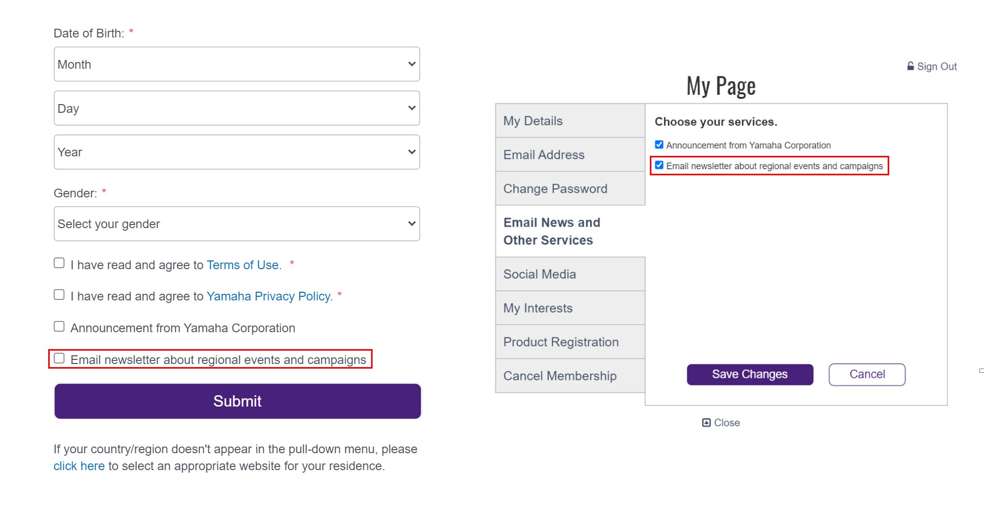 How to receive email containing links to FEEL TRUE SOUND with Yamaha Headphones Playlist