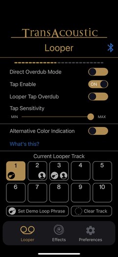 Menú de looper: ajustes de looper