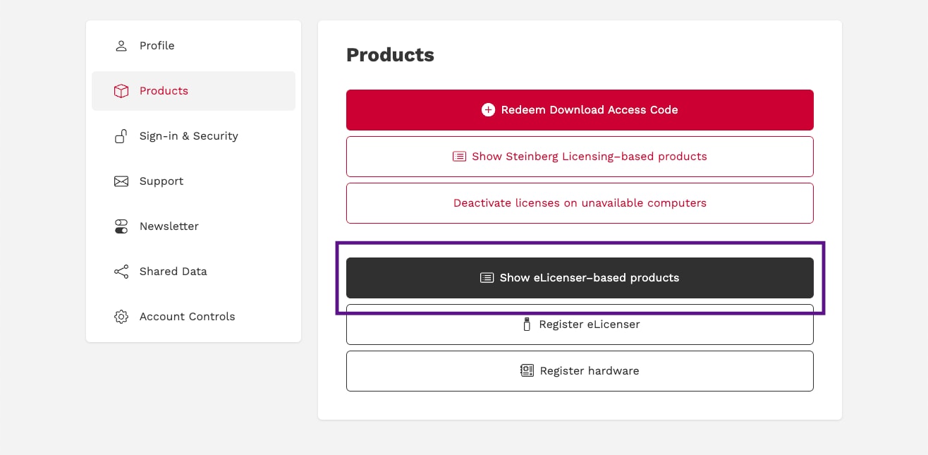 3. Compruebe que VST Rack Pro está registrado en MySteinberg.