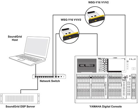 Configuración del sistema de 32 canales: dos tarjetas Y-16, un servidor