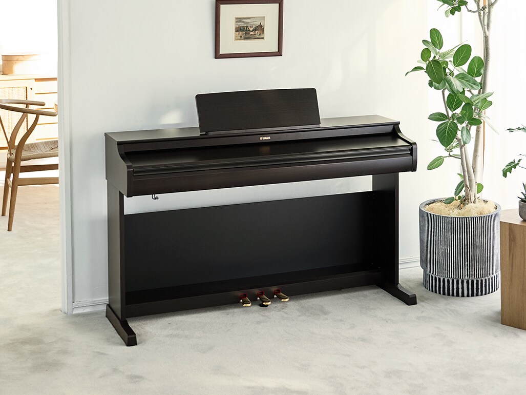 El diseño compacto y refinado de los pianos digitales ARIUS se integra de forma natural en los salones.