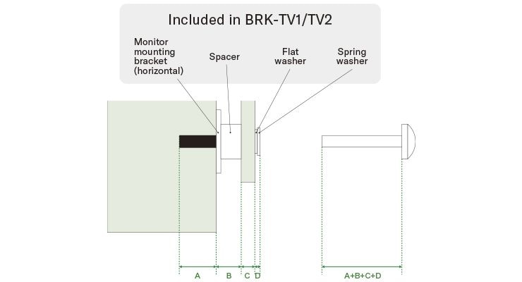 He intentado instalar el CS-800 o CS-500 en un televisor utilizando el BRK-TV1/BRK-TV2, pero los tornillos adjuntos (M8 x 15mm o M8 x 35mm) no tienen la longitud adecuada.