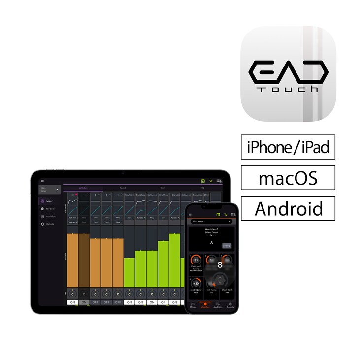 Icono de la aplicación EAD Touch y pantalla de control