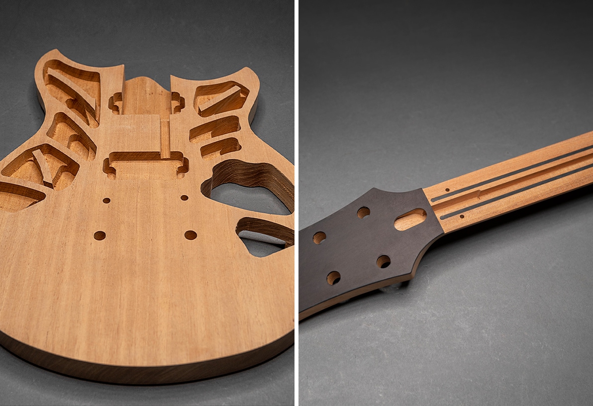La Revstar Standard presenta un cuerpo con cámaras internas y un refuerzo de carbono tanto en el cuerpo como en el mástil, todo ello diseñado a través del proceso de análisis acústico "Acoustic Design" de Yamaha