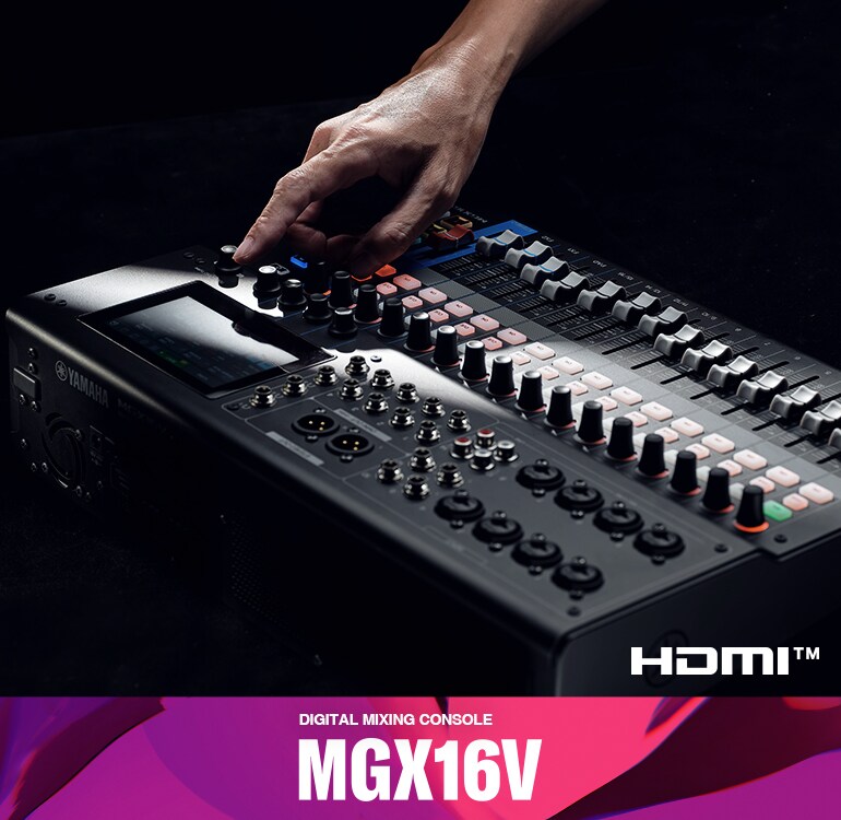 Consola de mezcla digital MGX16V de Yamaha, con 22 canales e interfaz de vídeo