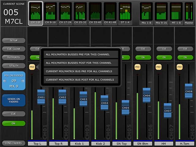 Sends On Fader (Global Pre/Post Setting)