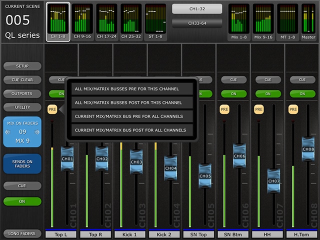 Sends On Fader (Global Pre/Post Setting)